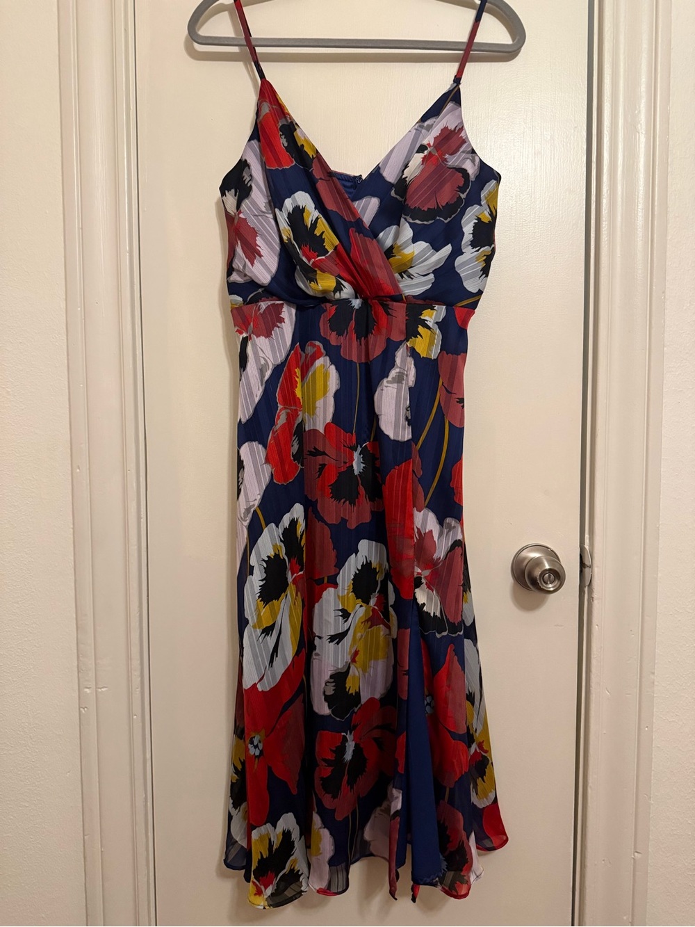 Lulu's Navy Floral Maxi Dress with Red & Yellow Accents